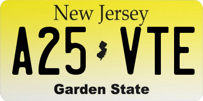 NJ license plate A25VTE
