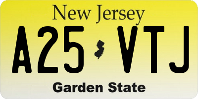 NJ license plate A25VTJ