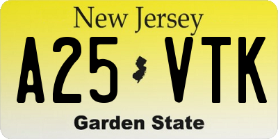 NJ license plate A25VTK