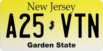 NJ license plate A25VTN