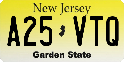 NJ license plate A25VTQ