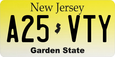 NJ license plate A25VTY