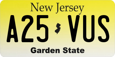 NJ license plate A25VUS