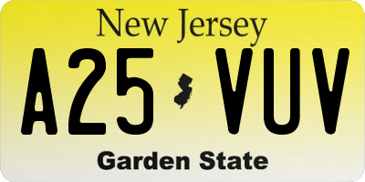NJ license plate A25VUV
