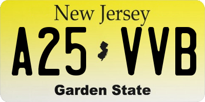 NJ license plate A25VVB