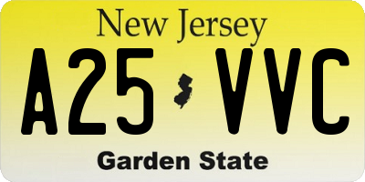 NJ license plate A25VVC