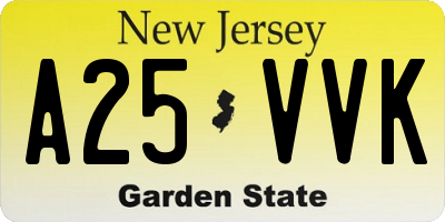 NJ license plate A25VVK