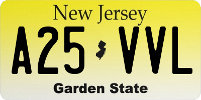 NJ license plate A25VVL