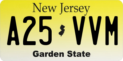 NJ license plate A25VVM