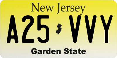 NJ license plate A25VVY