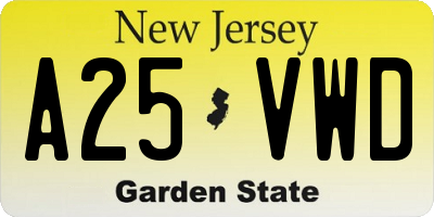 NJ license plate A25VWD