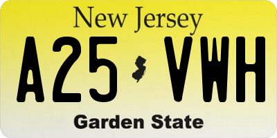 NJ license plate A25VWH