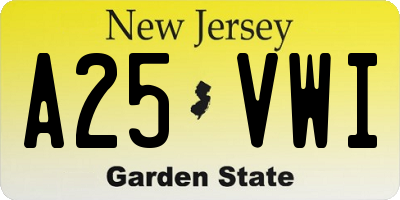 NJ license plate A25VWI