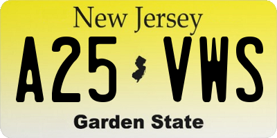 NJ license plate A25VWS