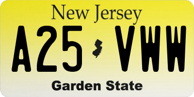NJ license plate A25VWW