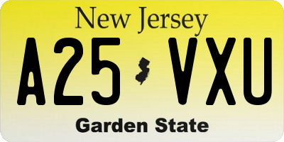 NJ license plate A25VXU