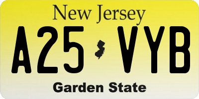 NJ license plate A25VYB
