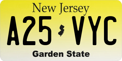 NJ license plate A25VYC