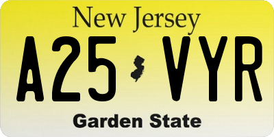 NJ license plate A25VYR