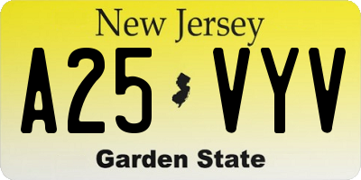 NJ license plate A25VYV