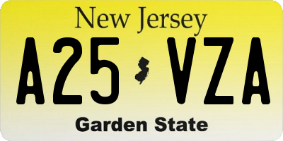 NJ license plate A25VZA