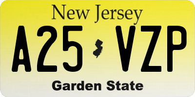 NJ license plate A25VZP