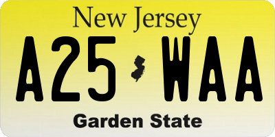 NJ license plate A25WAA