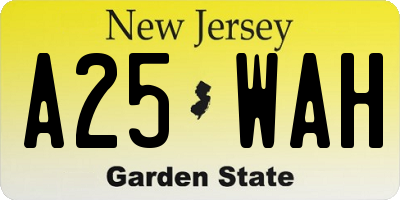 NJ license plate A25WAH