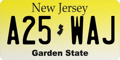 NJ license plate A25WAJ