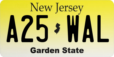 NJ license plate A25WAL