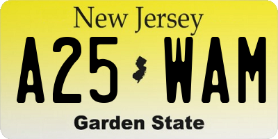 NJ license plate A25WAM