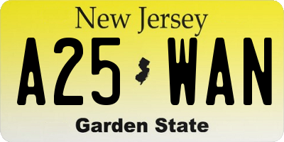 NJ license plate A25WAN