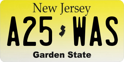 NJ license plate A25WAS