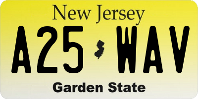 NJ license plate A25WAV
