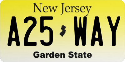NJ license plate A25WAY