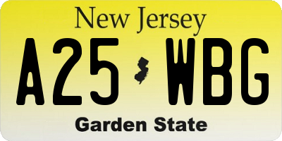 NJ license plate A25WBG