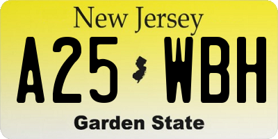 NJ license plate A25WBH