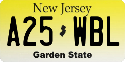 NJ license plate A25WBL