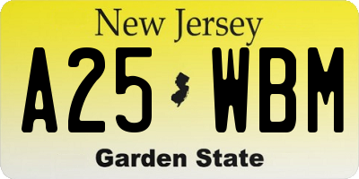 NJ license plate A25WBM
