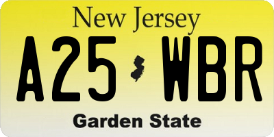 NJ license plate A25WBR
