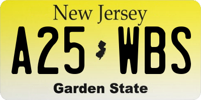 NJ license plate A25WBS
