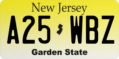 NJ license plate A25WBZ