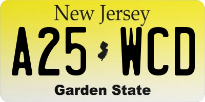 NJ license plate A25WCD
