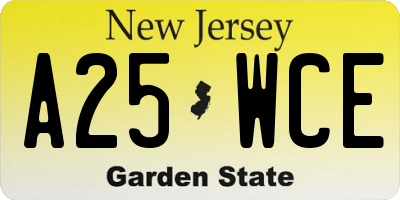 NJ license plate A25WCE