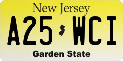 NJ license plate A25WCI