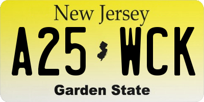 NJ license plate A25WCK