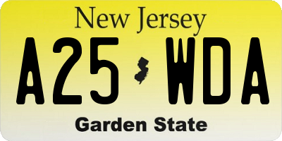 NJ license plate A25WDA