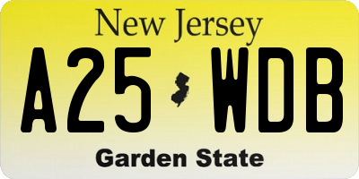 NJ license plate A25WDB