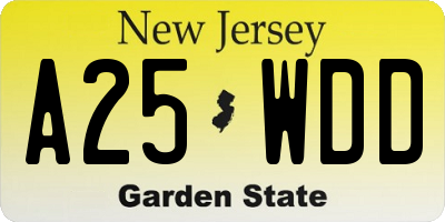 NJ license plate A25WDD