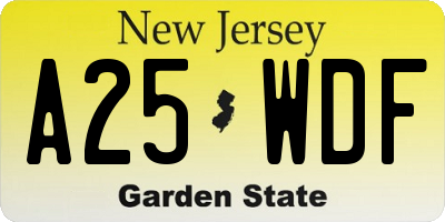 NJ license plate A25WDF